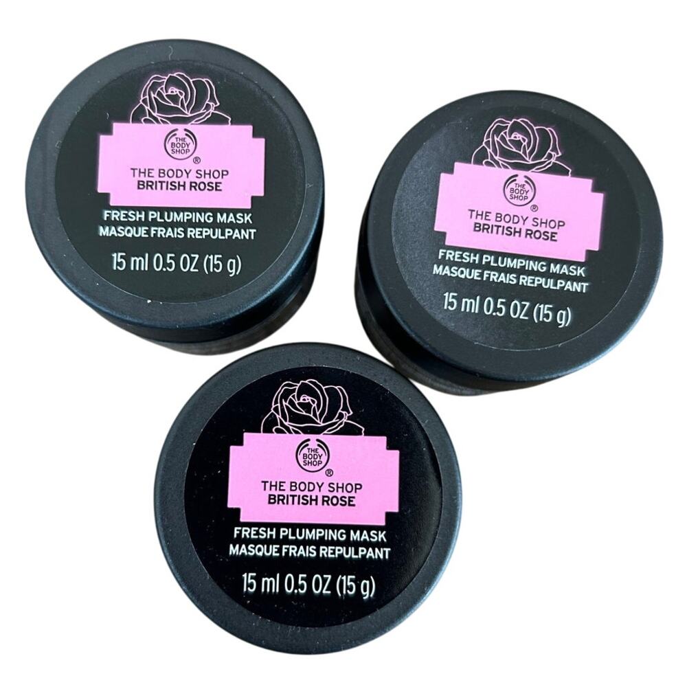 The Body Shop British Rose Plumping Mask 0.5oz HTF MINI Travel Size LOT of 3